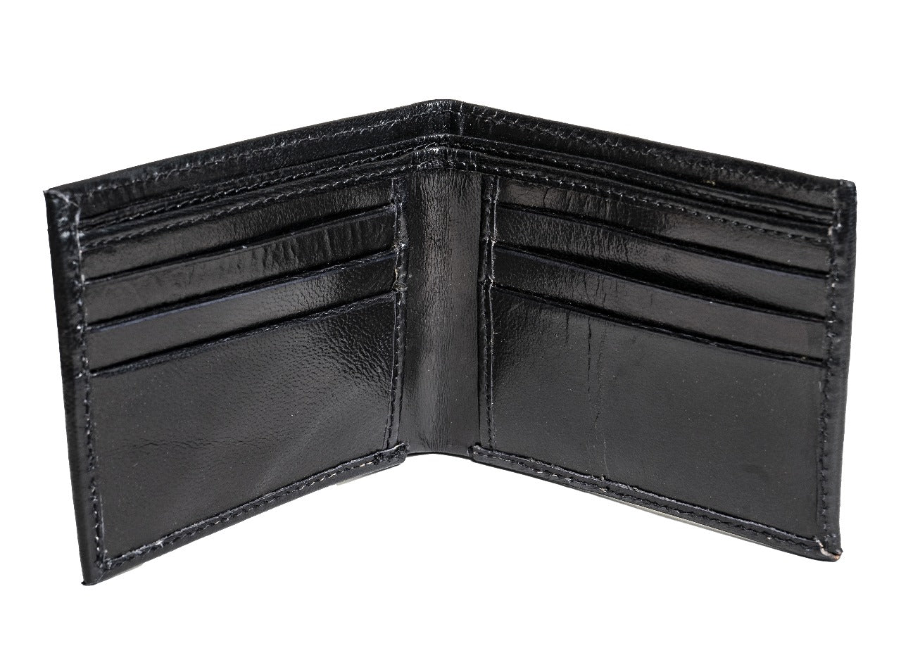 Premium Men's Black Floral Genuine Leather Wallet