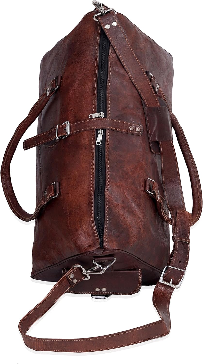 Rustic Charm Vintage Leather Travel Duffle Bag