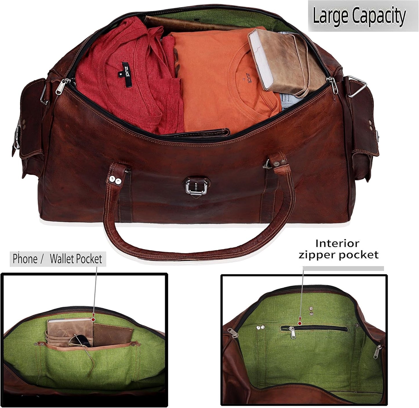 Rustic Charm Vintage Leather Travel Duffle Bag
