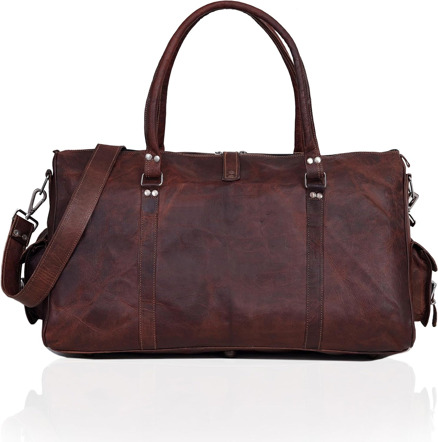 Rustic Charm Vintage Leather Travel Duffle Bag
