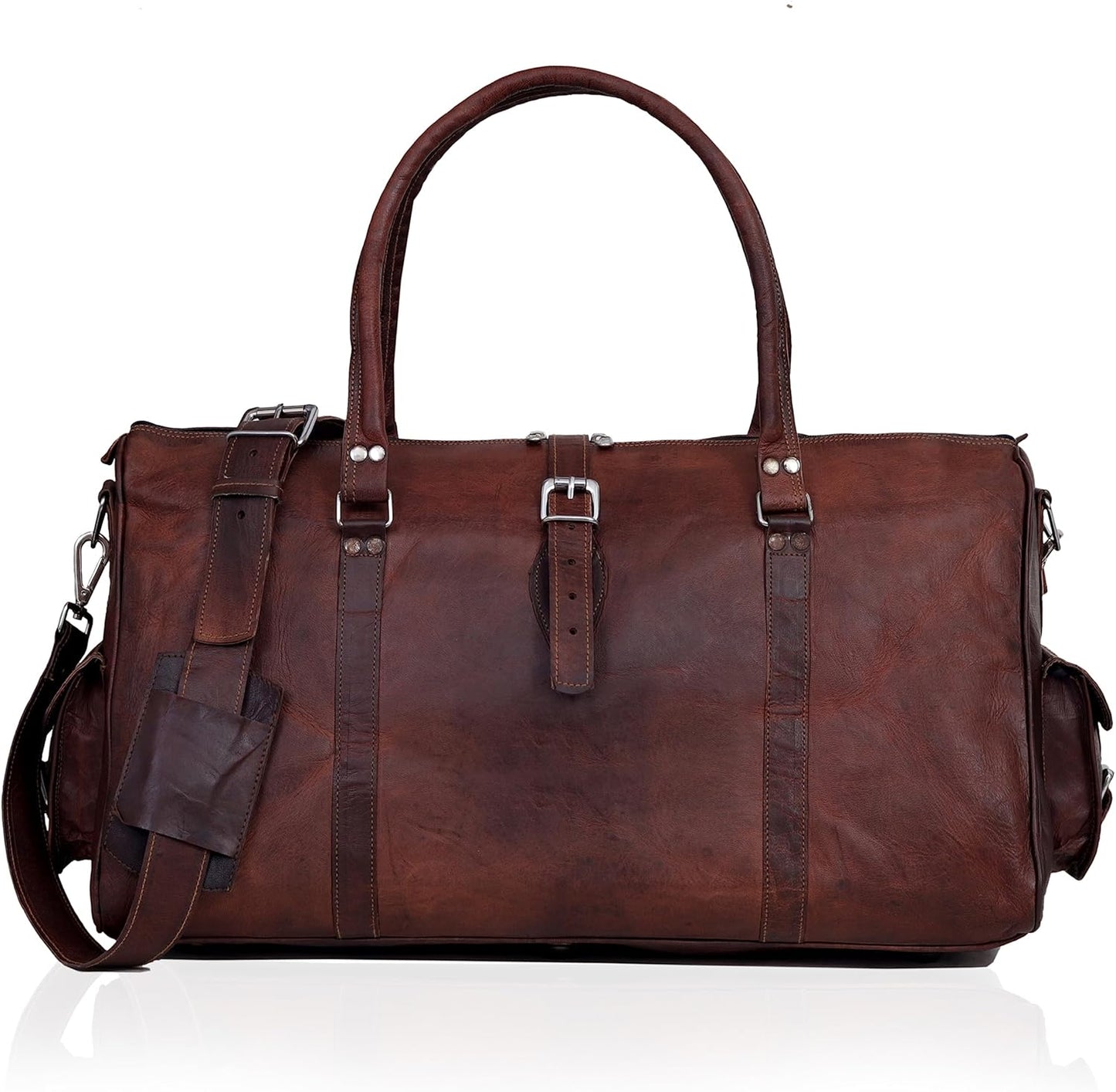 Rustic Charm Vintage Leather Travel Duffle Bag
