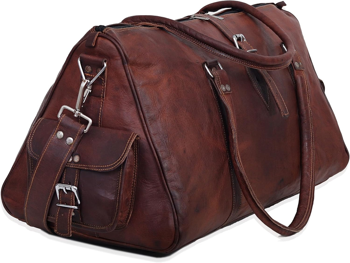 Rustic Charm Vintage Leather Travel Duffle Bag