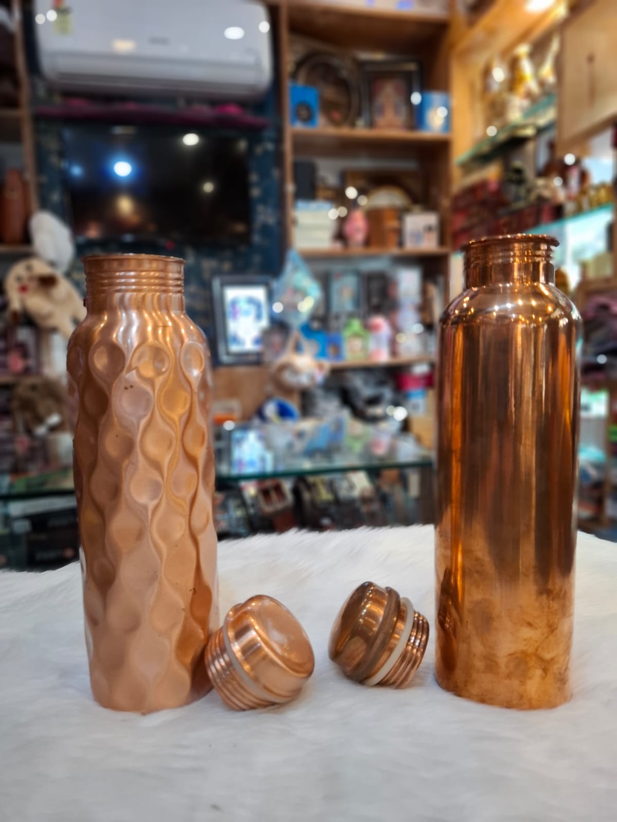 Set of Two Matte Finish Copper Water Bottles