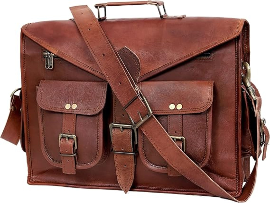 Stylish and Versatile 16-Inch Leather Laptop Messenger Bag