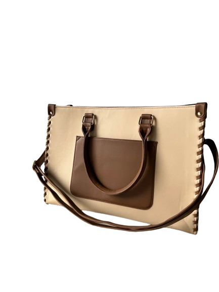 Trendy Two-Tone Office Tote Bag