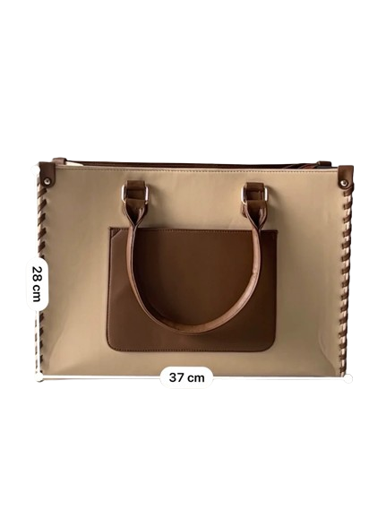 Trendy Two-Tone Office Tote Bag