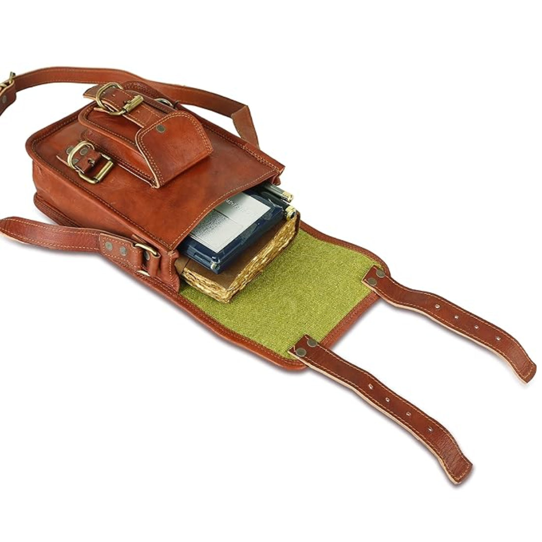 Unisex Genuine Leather 3-Compartment Sling Bag for Men