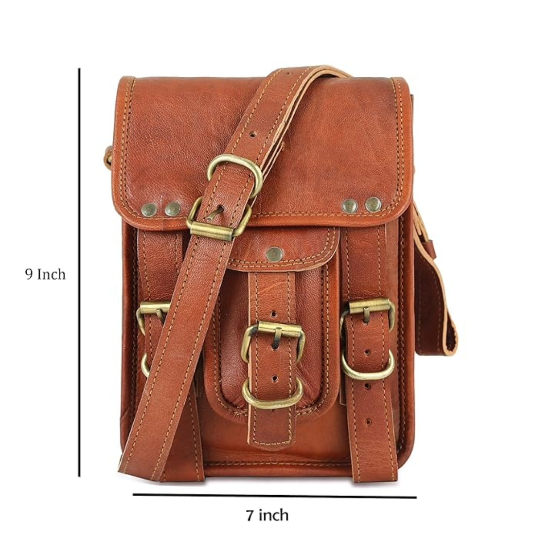 Unisex Genuine Leather 3-Compartment Sling Bag for Men