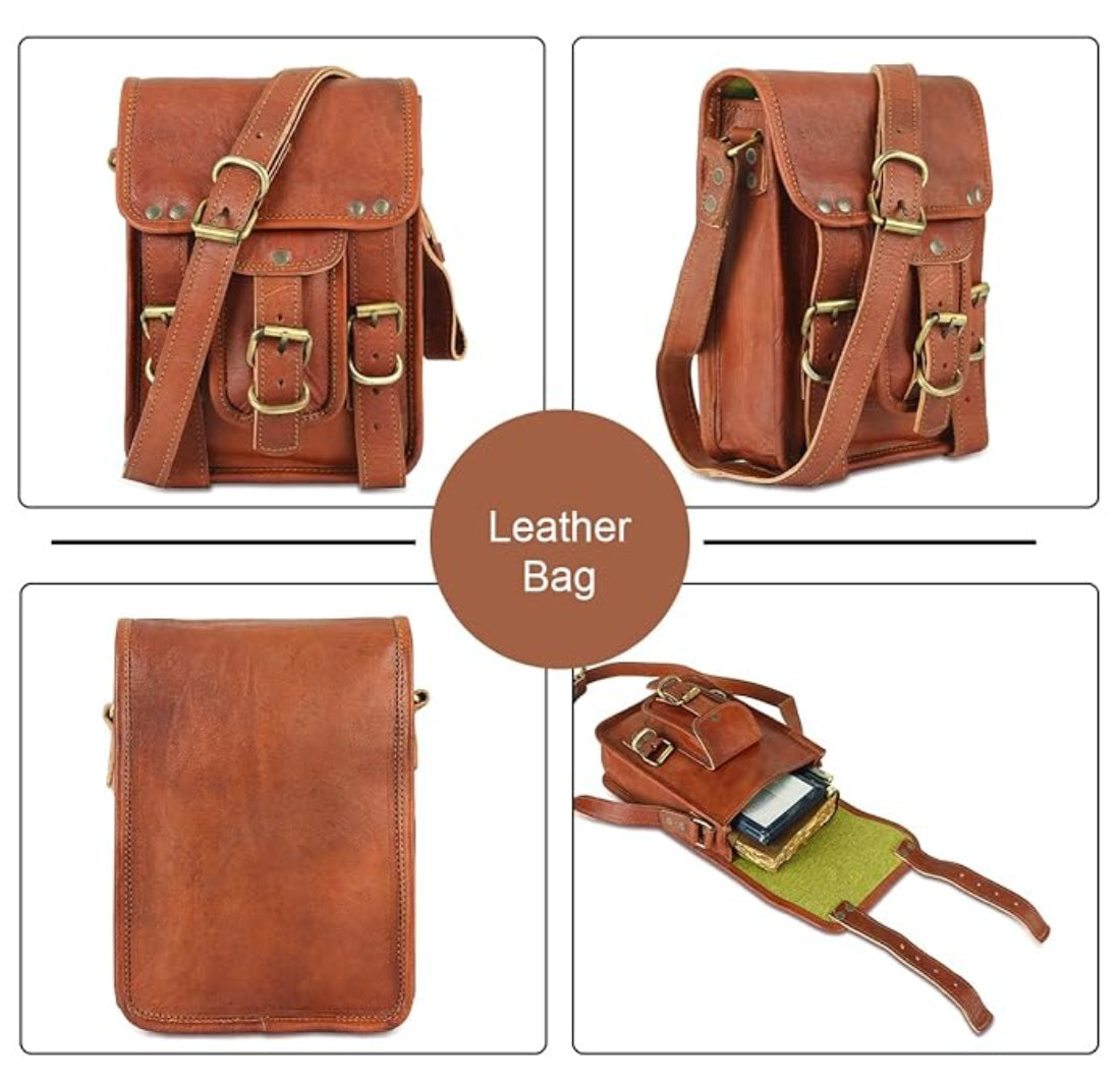 Unisex Genuine Leather 3-Compartment Sling Bag for Men
