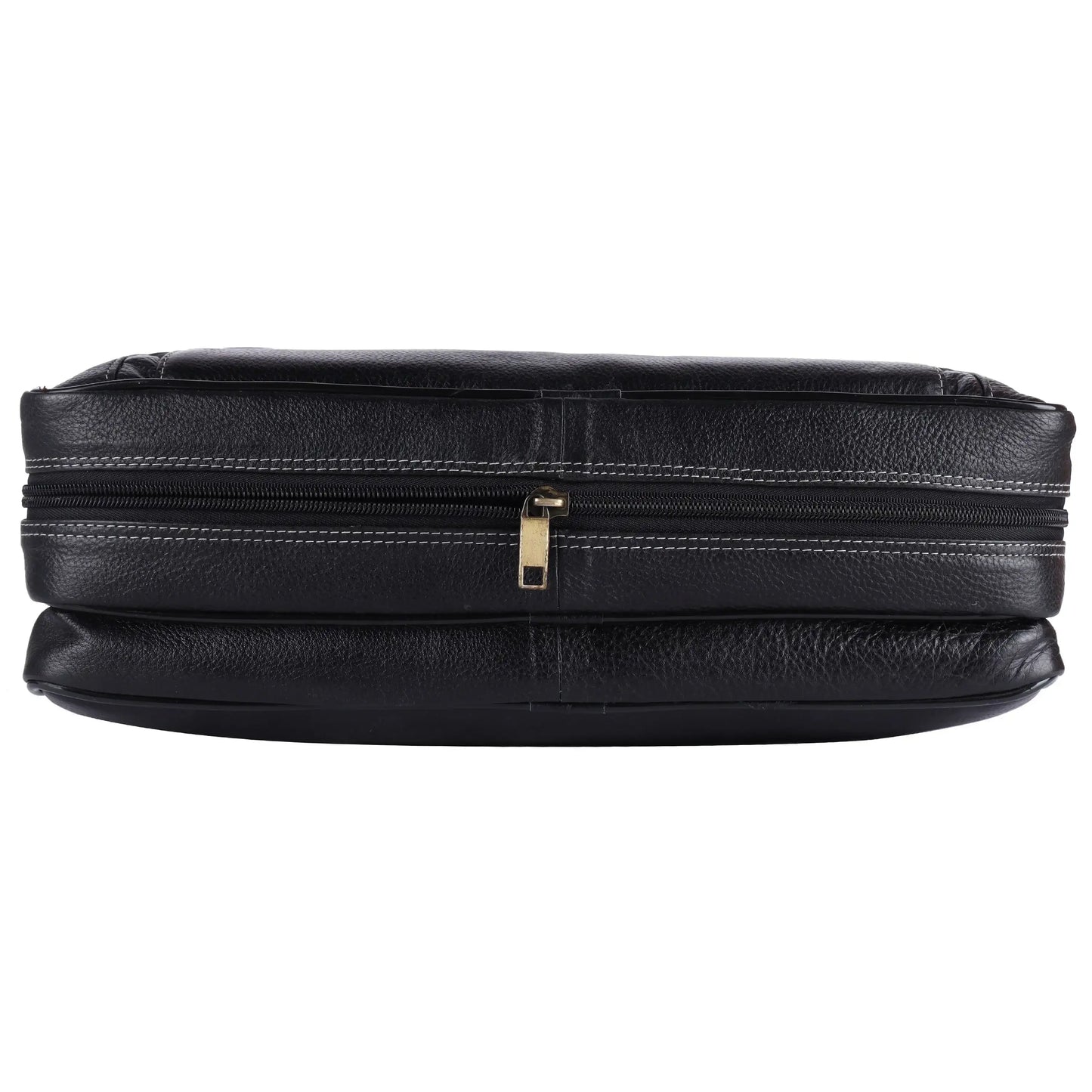 Unisex Leather Laptop Messenger Bag Black