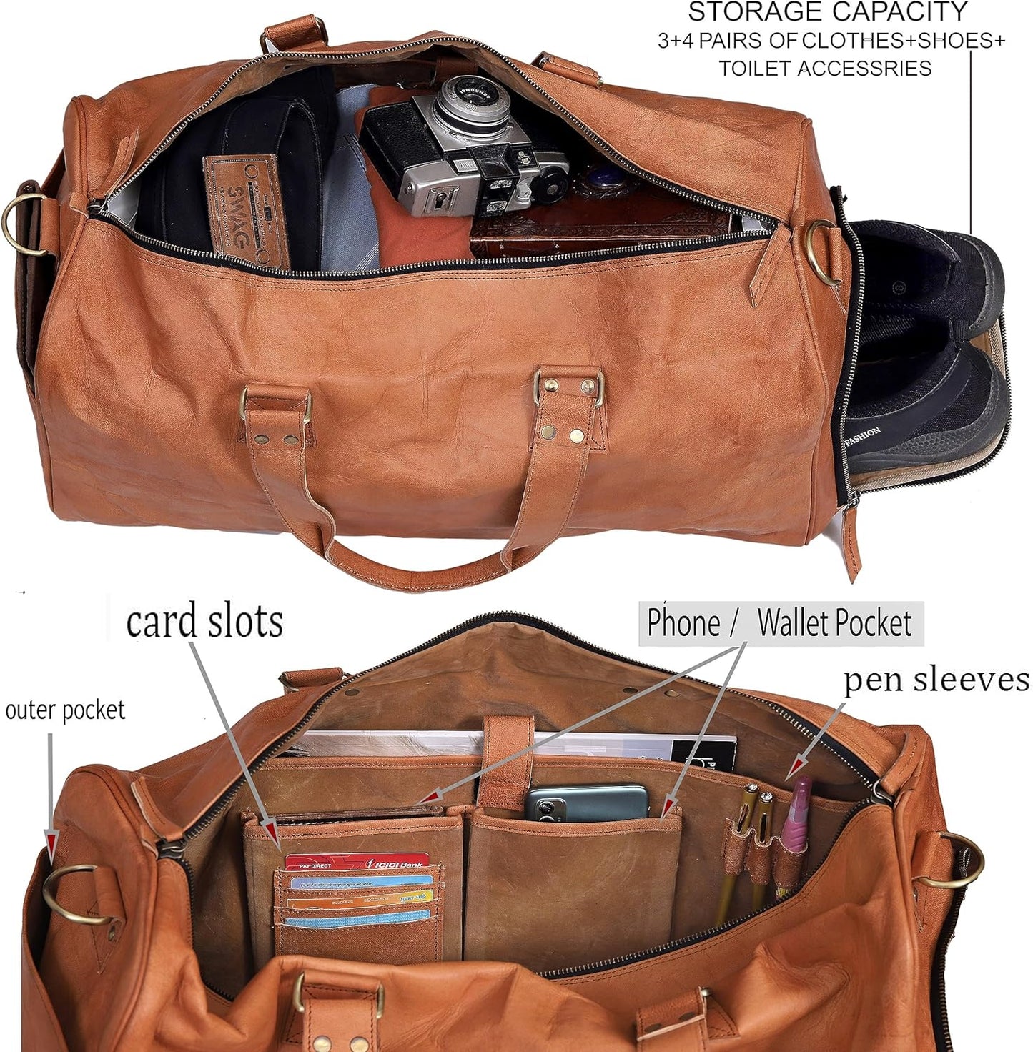 Vintage Brown Elite Travel Duffel Bag