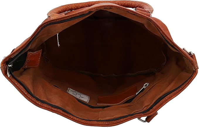 Vintage Brown Leather Tote Handbag for Women