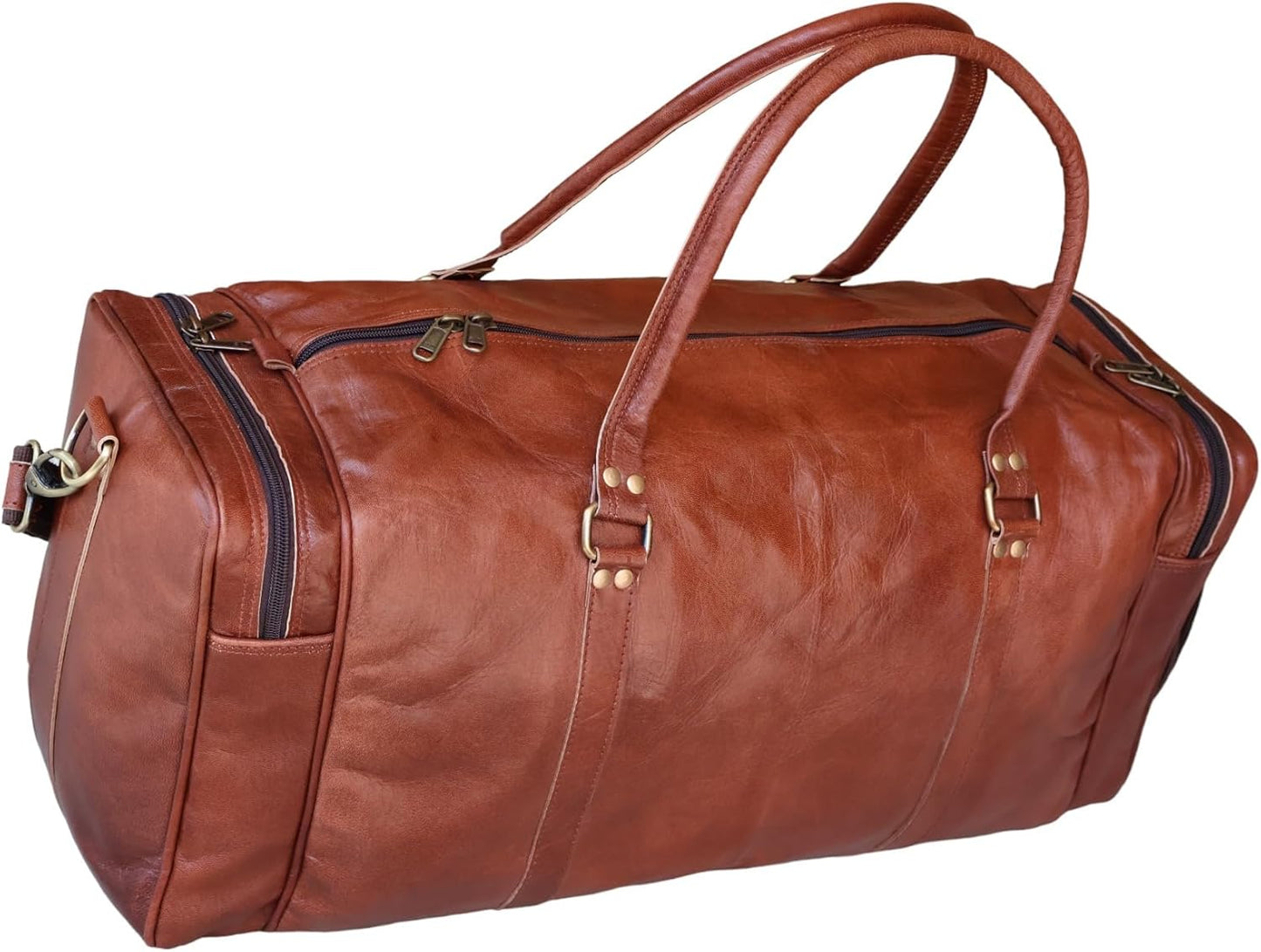 Vintage Handmade Genuine Leather Travel Duffel Bag