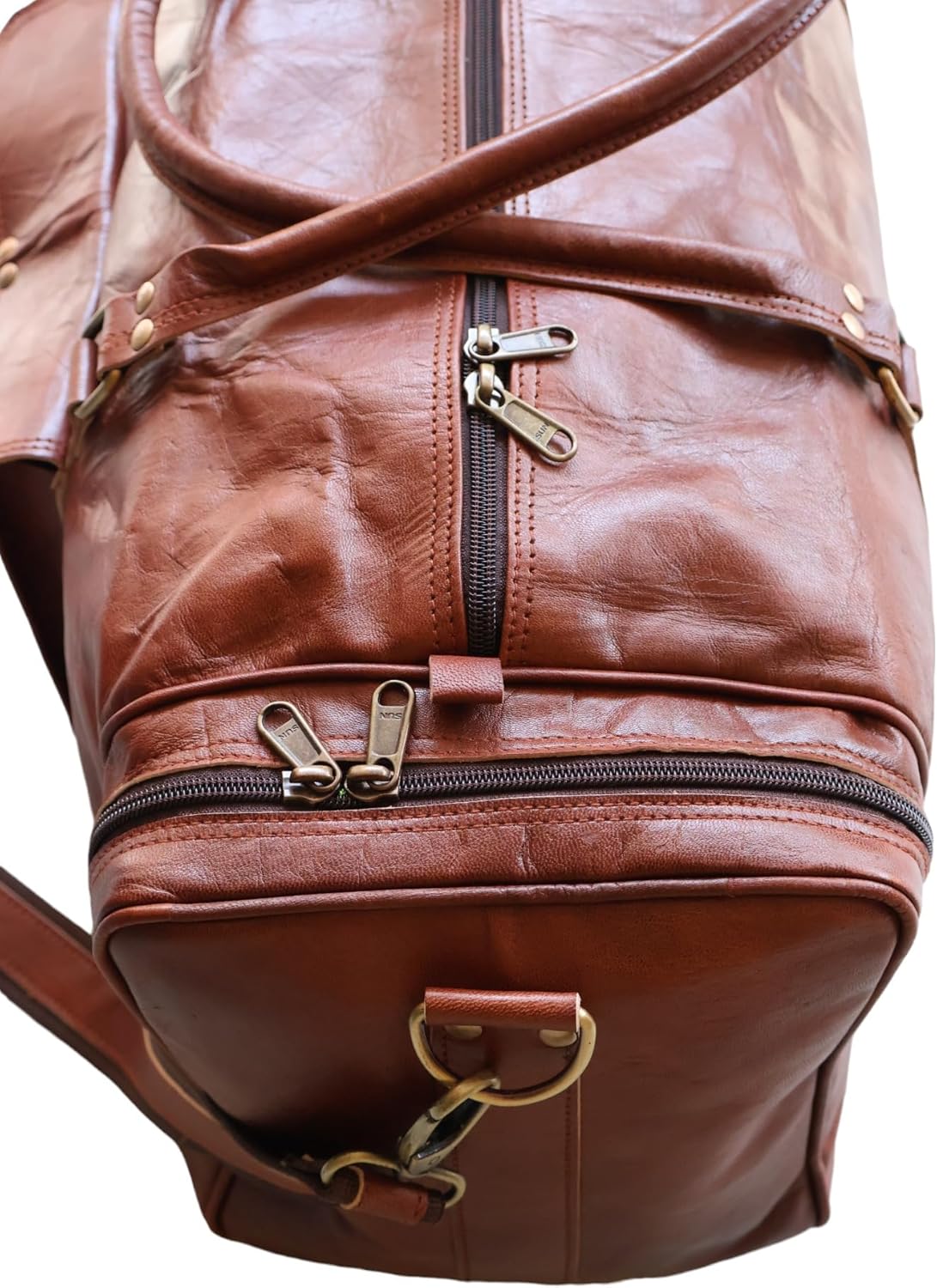 Vintage Handmade Genuine Leather Travel Duffel Bag
