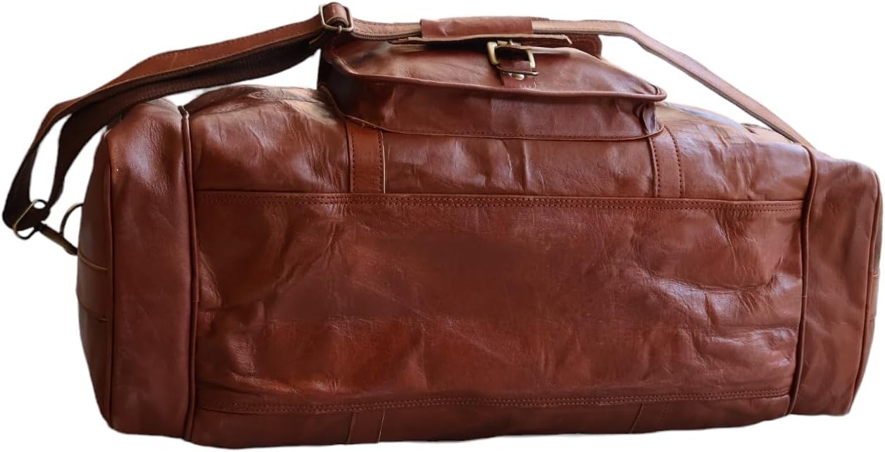 Vintage Handmade Genuine Leather Travel Duffel Bag