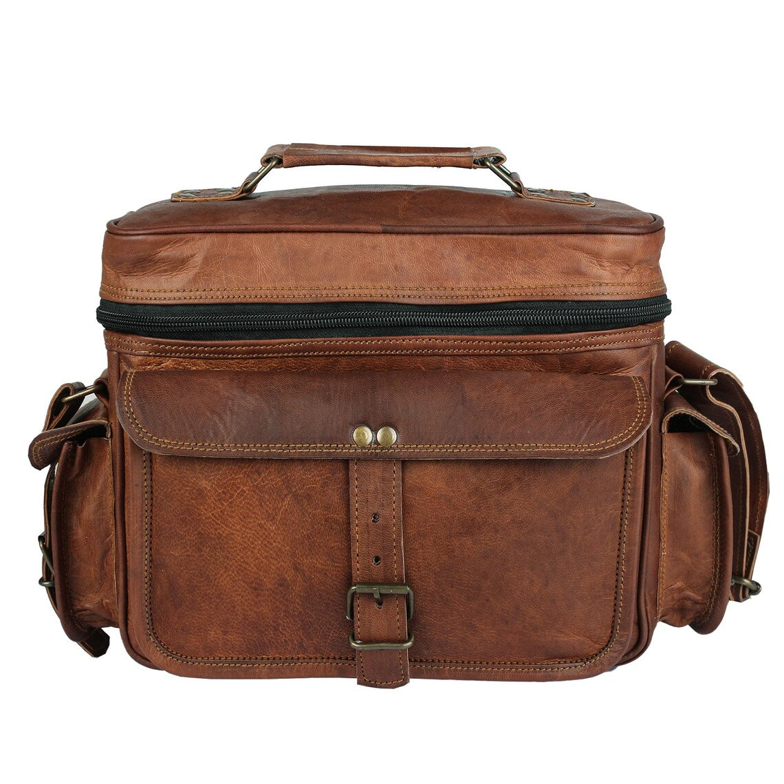 Vintage Leather Camera Bag β DSLR Shoulder Messenger Satchel