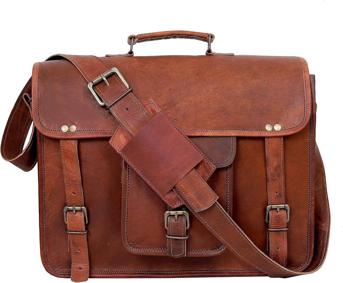 Vintage Leather Laptop Messenger & Crossbody Bag