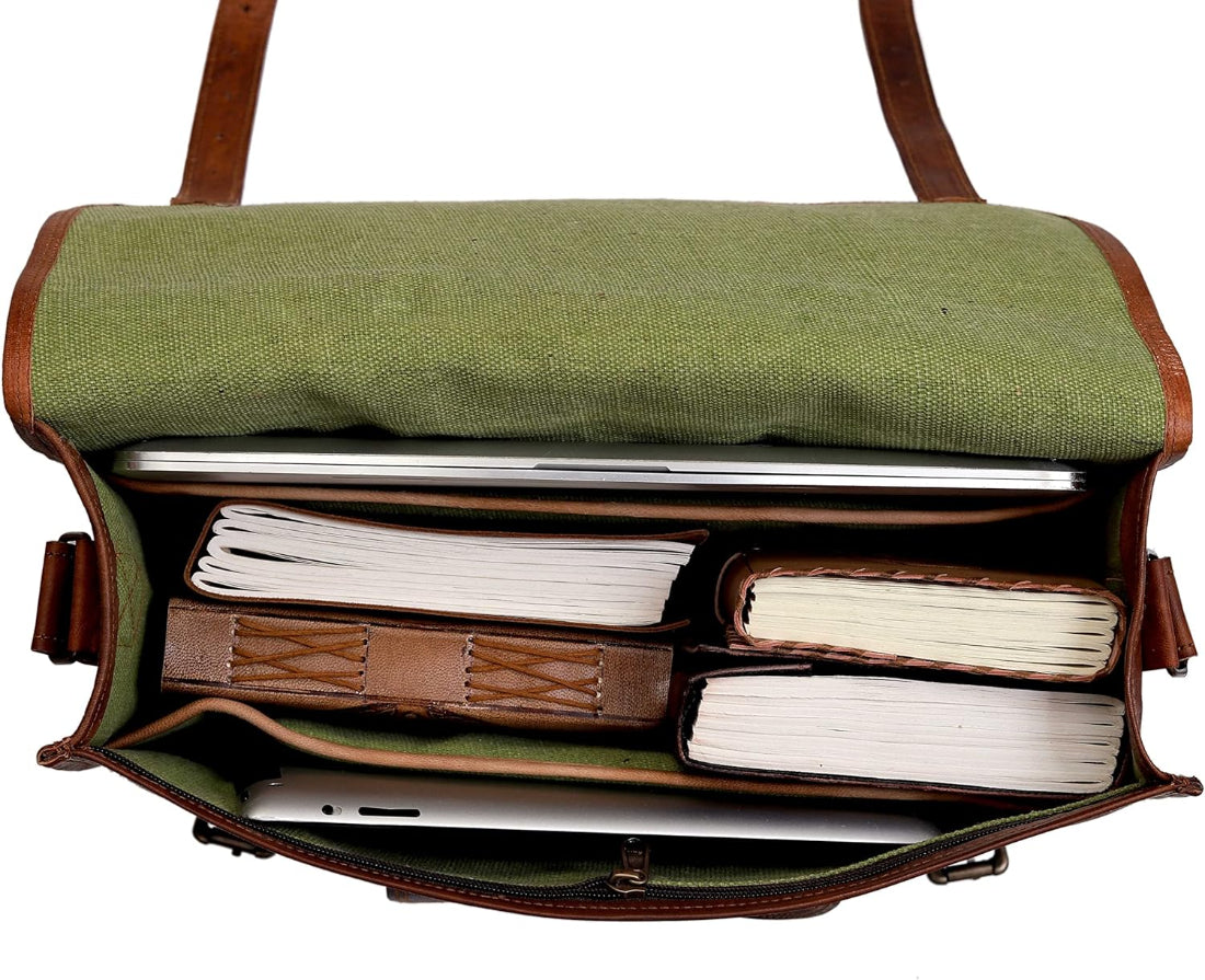 Vintage Leather Laptop Messenger & Crossbody Bag