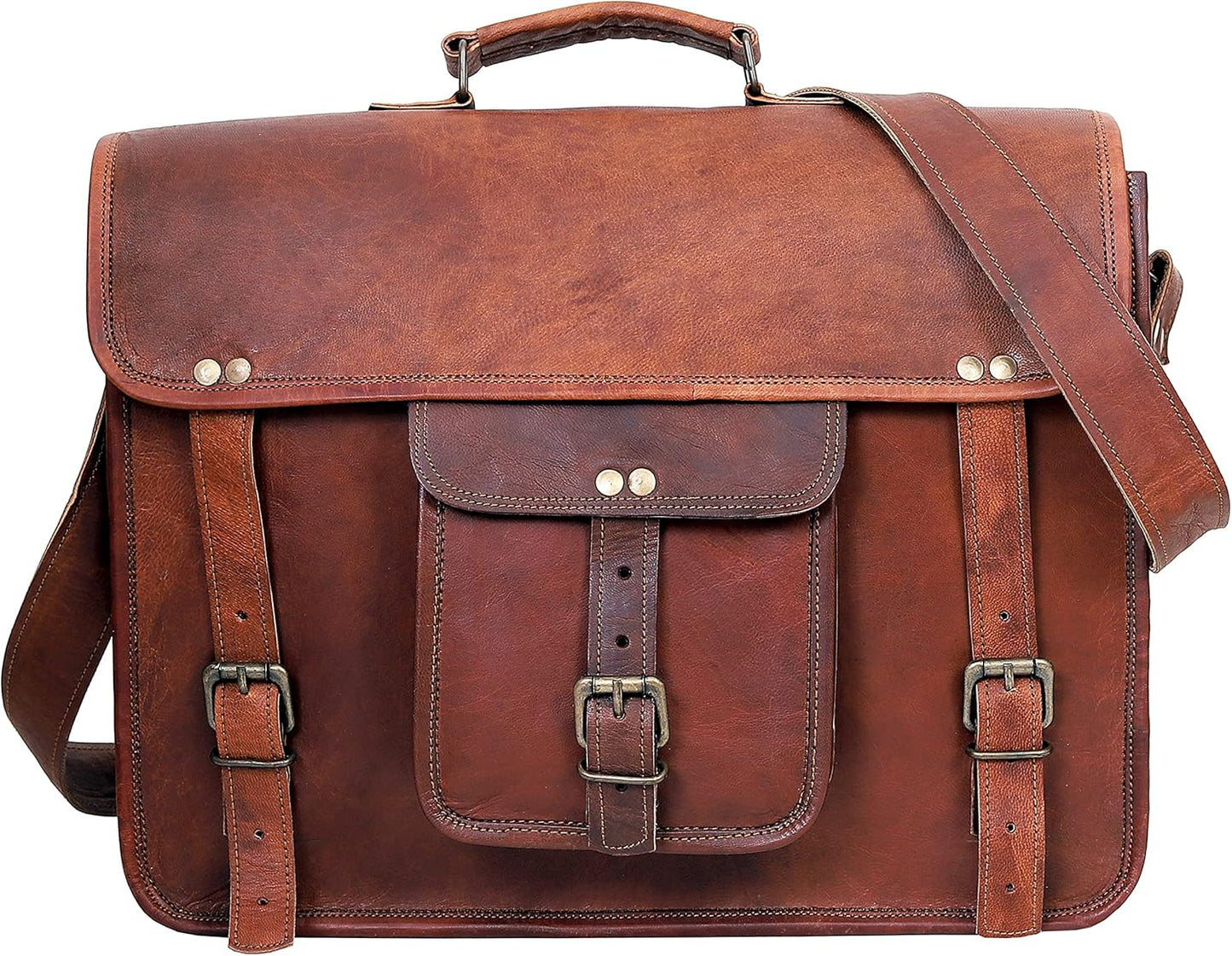 Vintage Leather Laptop Messenger & Crossbody Bag
