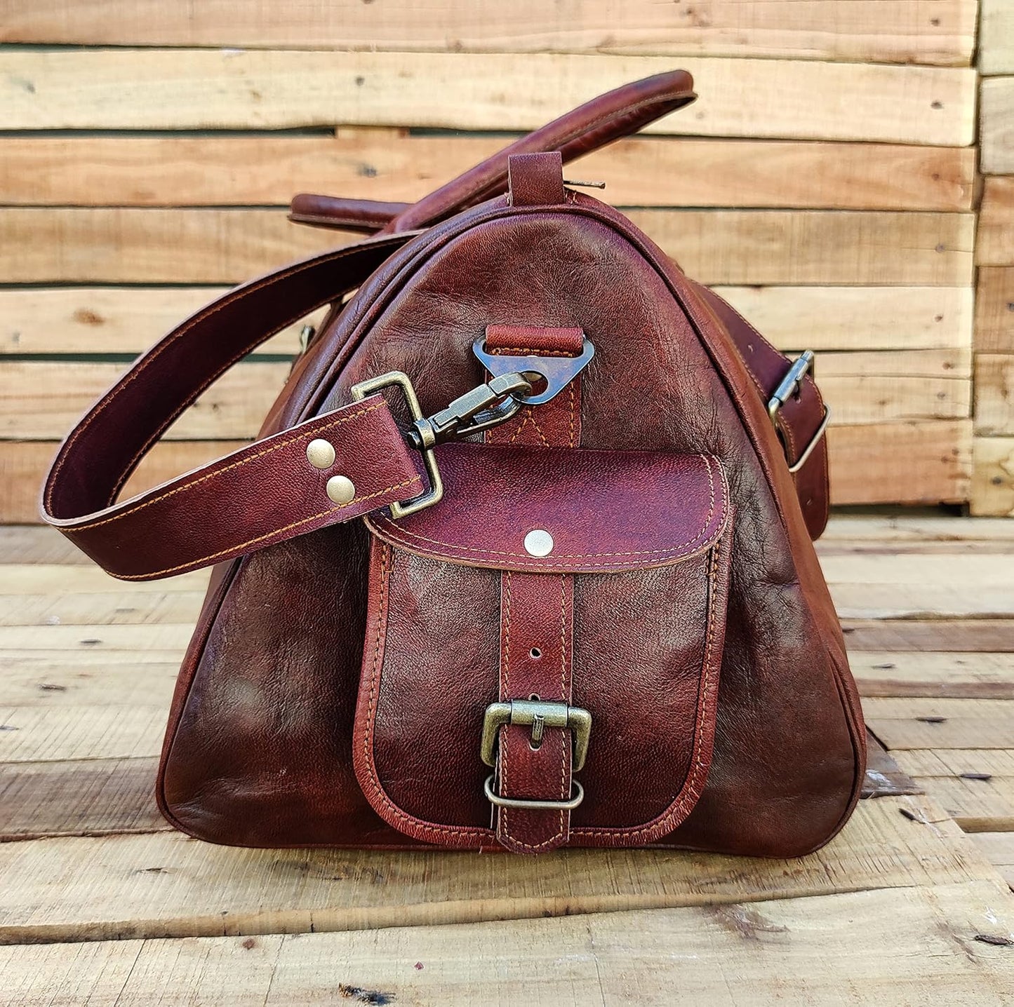 Vintage Leather Travel Duffle Bags for Men