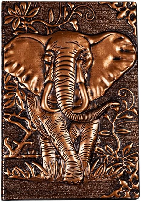 Vintage RedBronze Elephant Design Journal Embossed Hardcover Travel Notebook