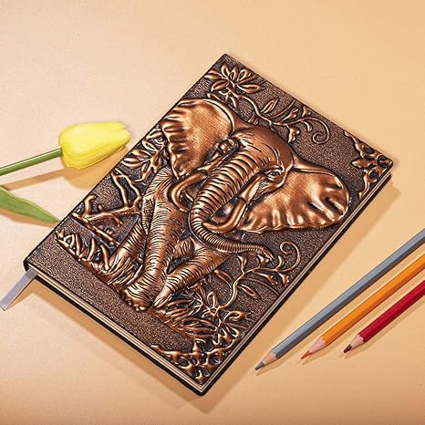 Vintage RedBronze Elephant Design Journal Embossed Hardcover Travel Notebook