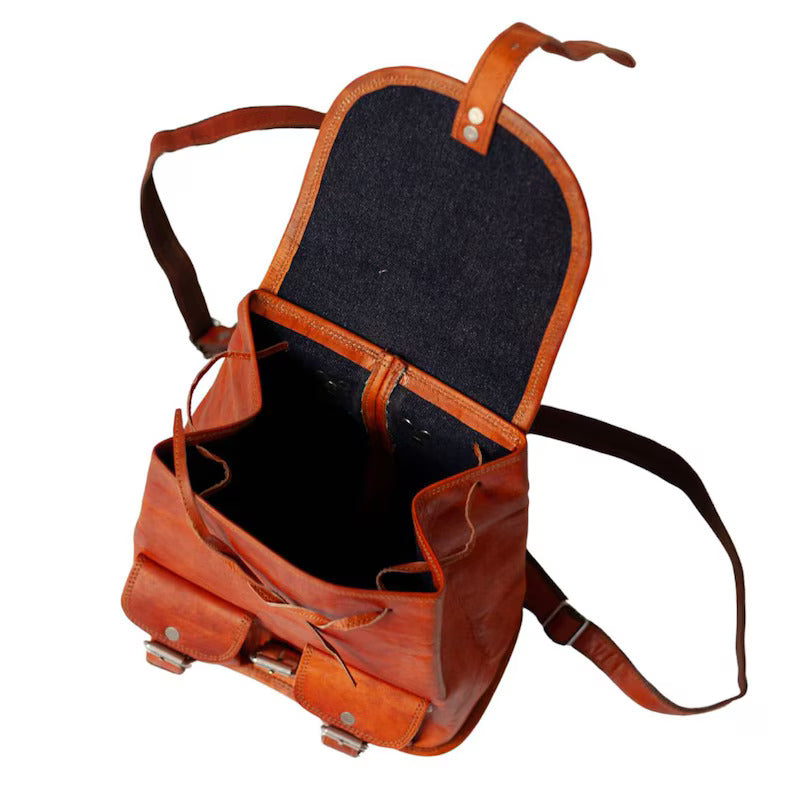 Vintage Handmade Leather Backpack Unisex and Spacious