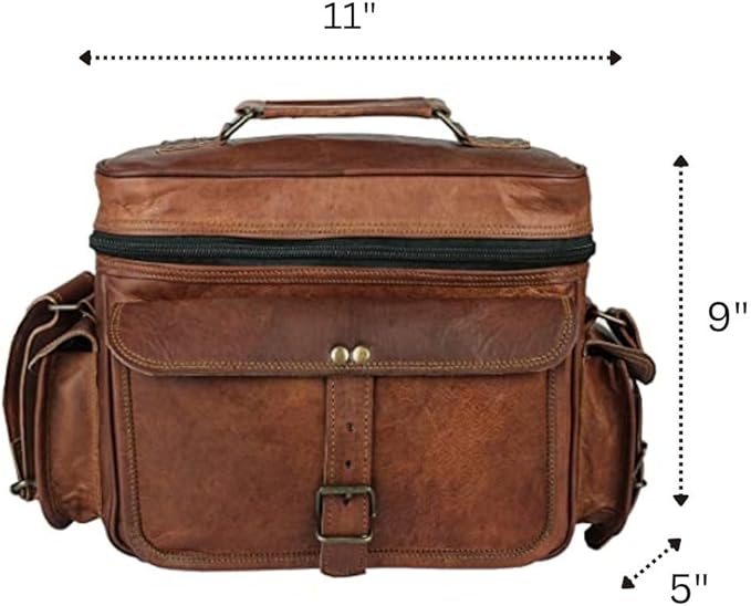 Vintage Leather Camera Messenger Bag β DSLR Shoulder Satchel for Canon