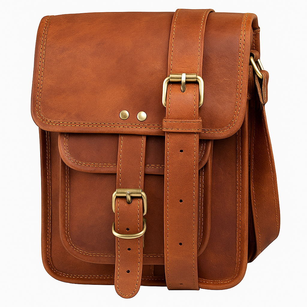 Voyager Unisex Leather Crossbody Messenger Travel Bag with Adjustable Strap