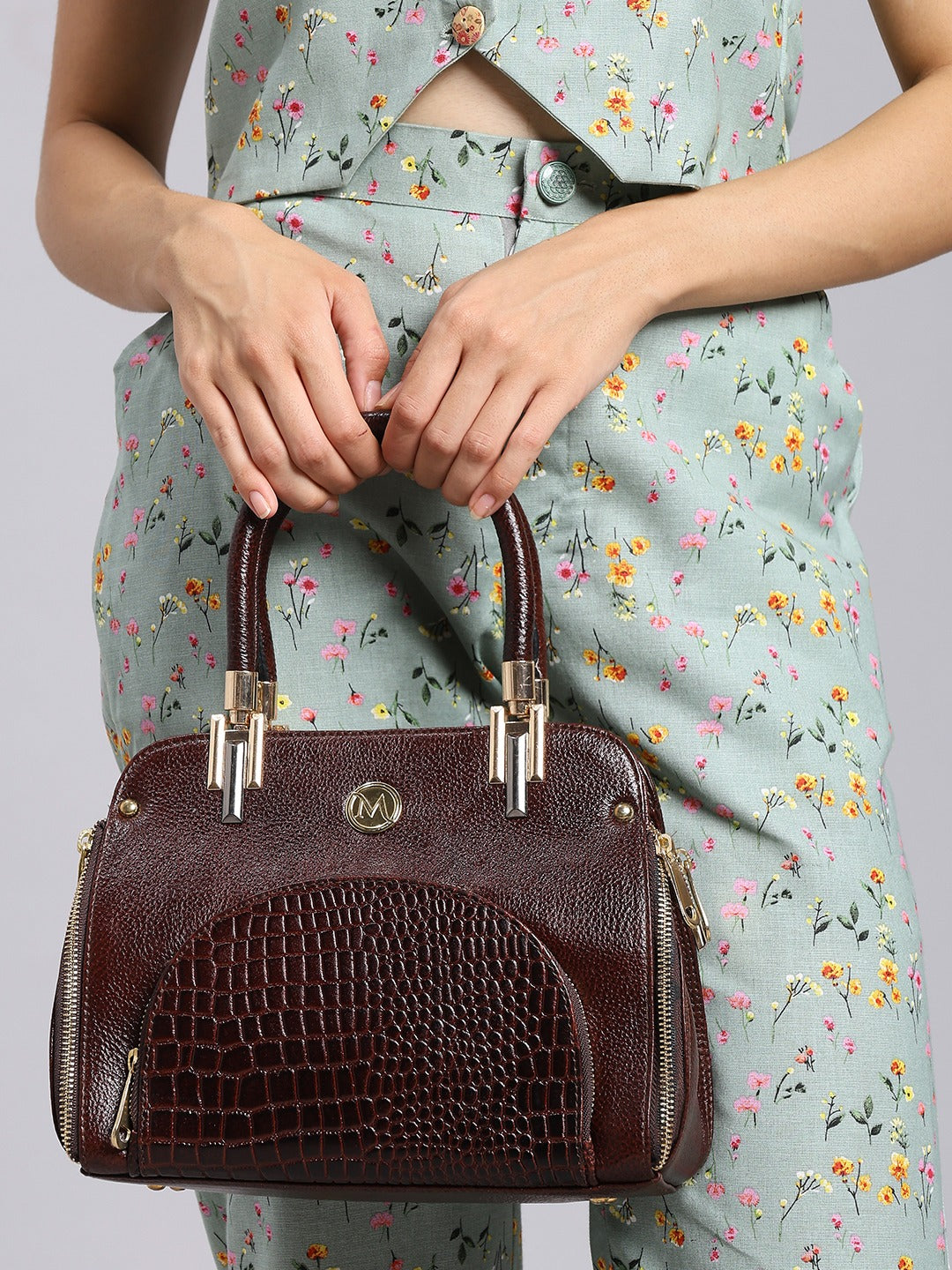 Leather Sling Handbag - Mocha Majesty