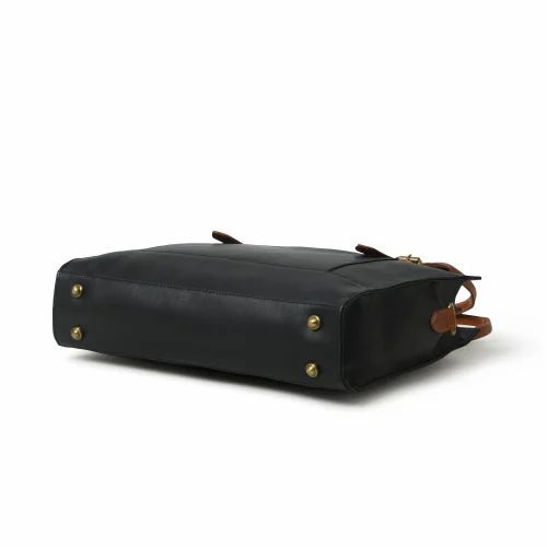 Women’s Office Leather Tote Laptop Bag-Black