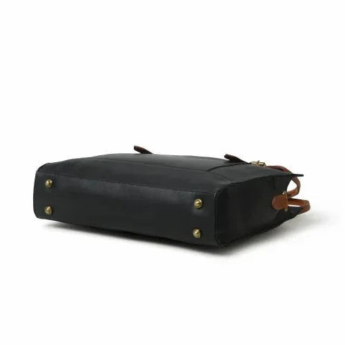 Women’s Office Leather Tote Laptop Bag-Black