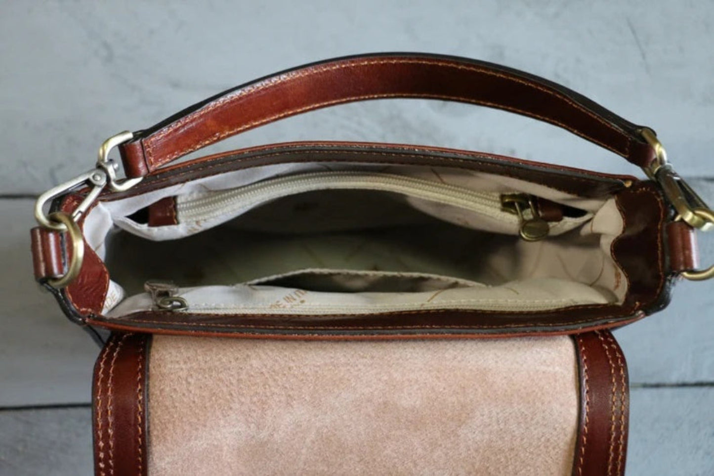 Women's Handmade Elegant Leather Handbag with Sling Strap