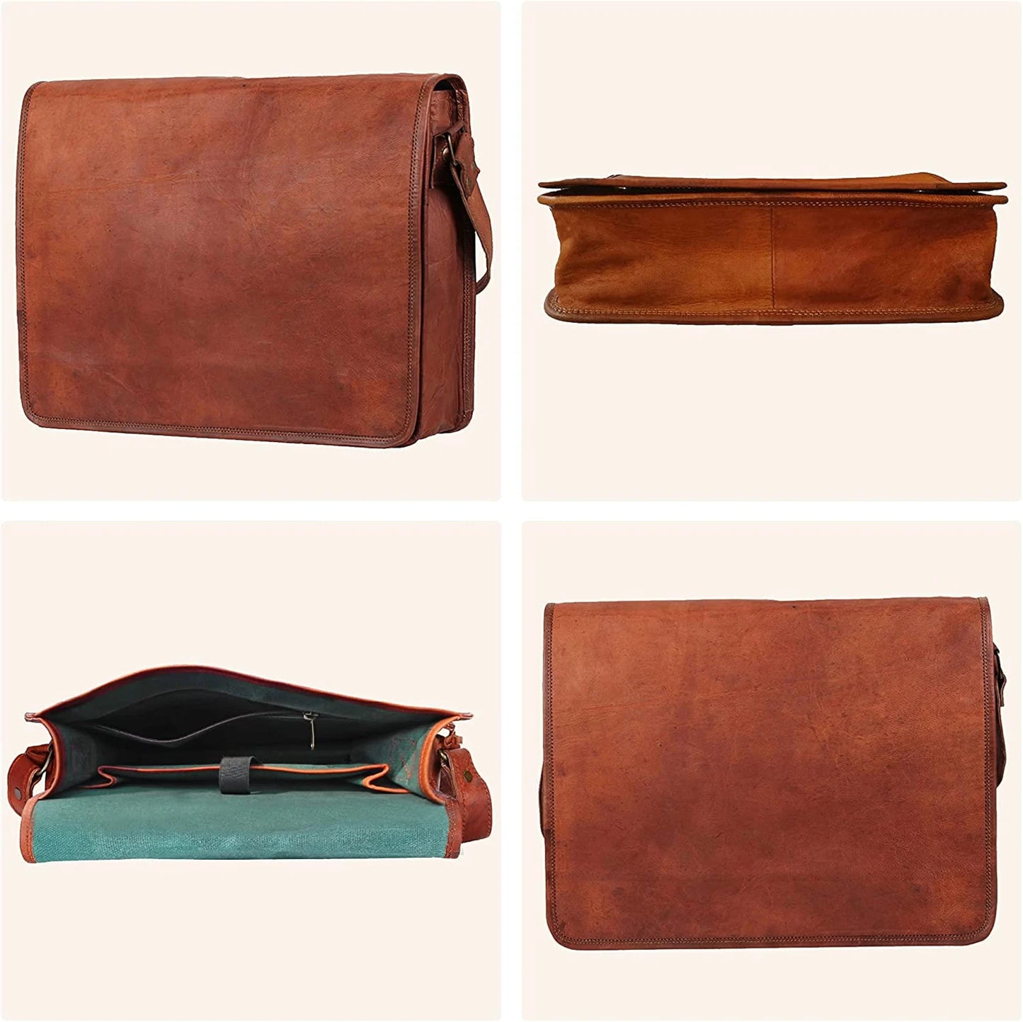 Genuine Leather Messenger Crossbody Bag