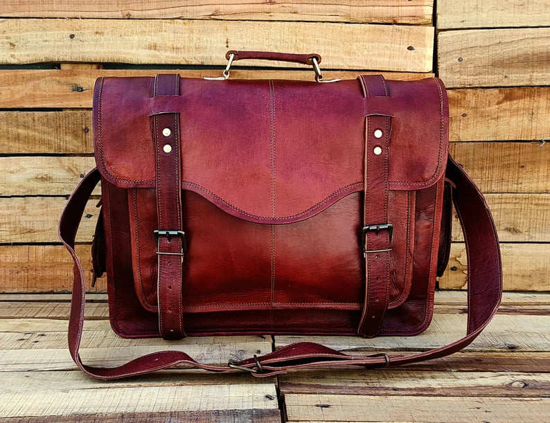 Handmade Leather Messenger Bag & Briefcase Laptop & Office Bag for Men & Women