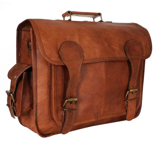 15" Genuine Leather Laptop Bag Adjustable & Convertible Straps