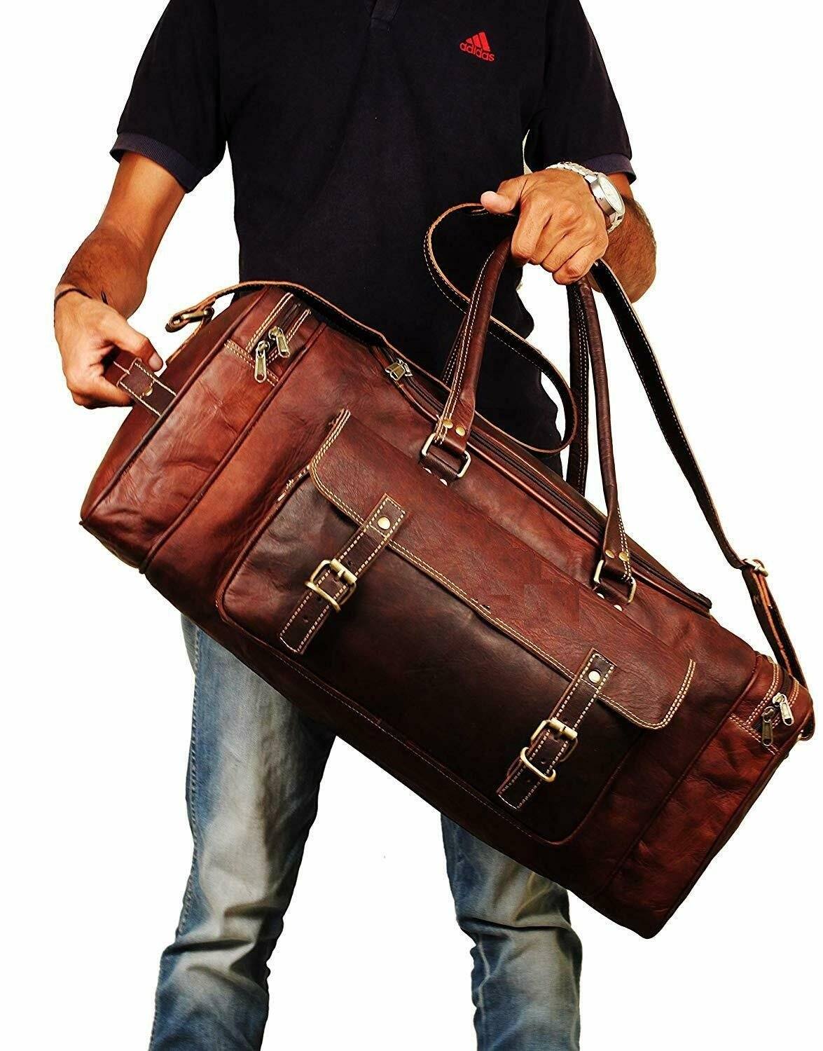 Best Leather Overnight Weekender Gym Sports Bag Men