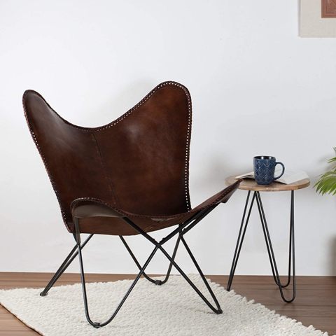 Brown Leather Butterfly Chair Relaxing Chair