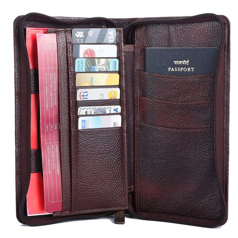 Brown Leather Unisex Passport Holder