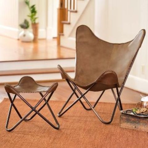 Butterfly Sling Chair And Ottoman Set