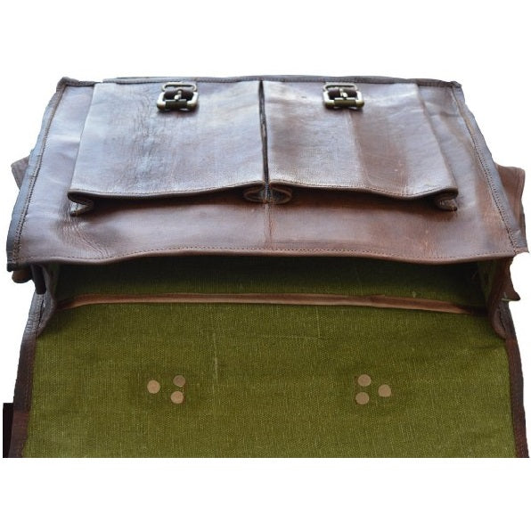 Classic Leather Messenger Briefcase Bag