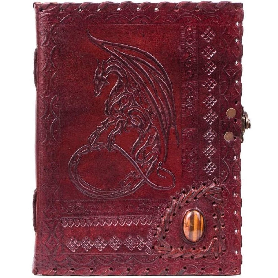 Embossed Leather Dragon with Stone Journal