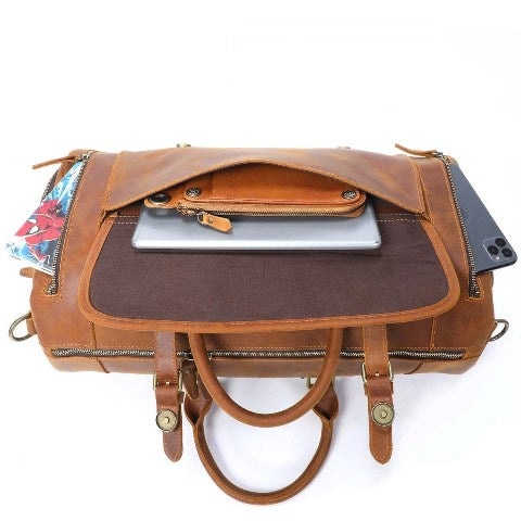 Full Grain Leather Gym Duffle Travel Bag