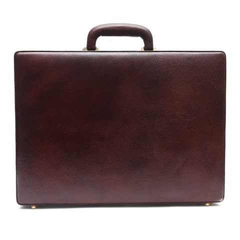 Genuine Leather Folding Briefcase With Golden Lock