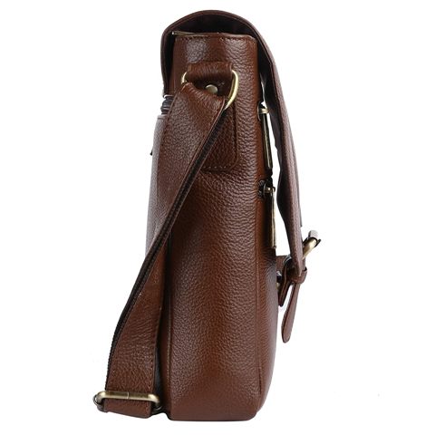 Genuine Leather Laptop Messenger Flap Bag
