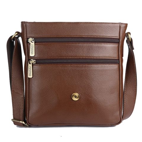 Genuine Leather Laptop Messenger Flap Bag