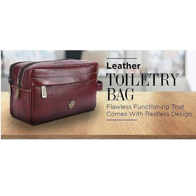 Genuine Leather Toiletry Bag Brown