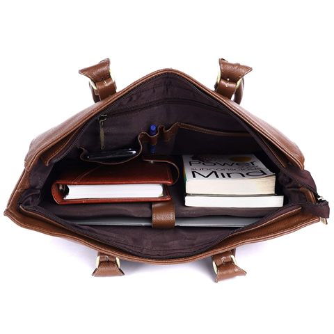 Genuine Leather Women's Brown Laptop Messenger Bag