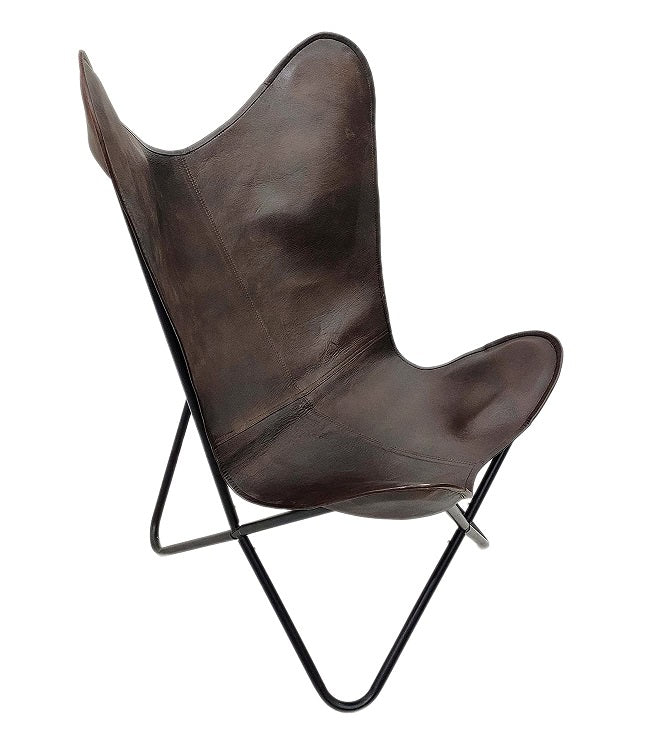 Handmade Brown Leather Butterfly Chair