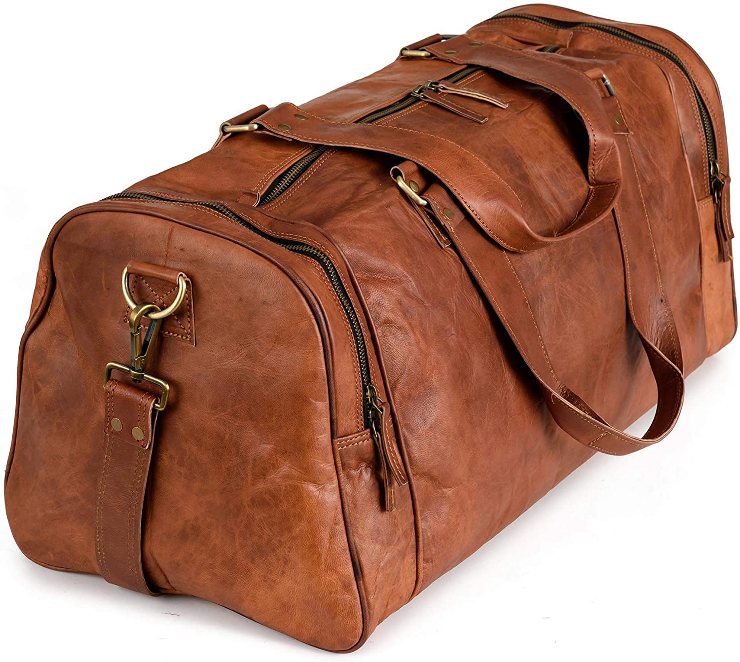 Handmade Leather Travel Duffle Bag Vintage Brown